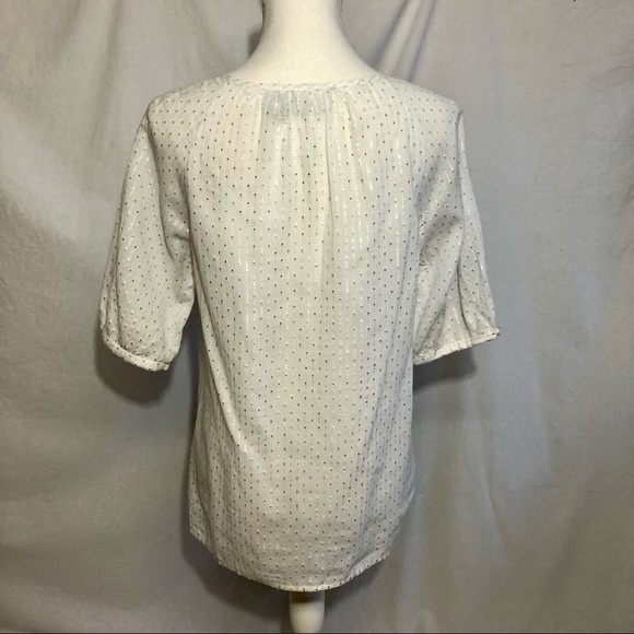 Chico’s Sheer Blouse White w/ Silver Metallic M/8 - Picture 14 of 15